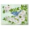 Designart - Little Blue Bird Sitting On A Branch of White Rose - Traditional Canvas Wall Art Print